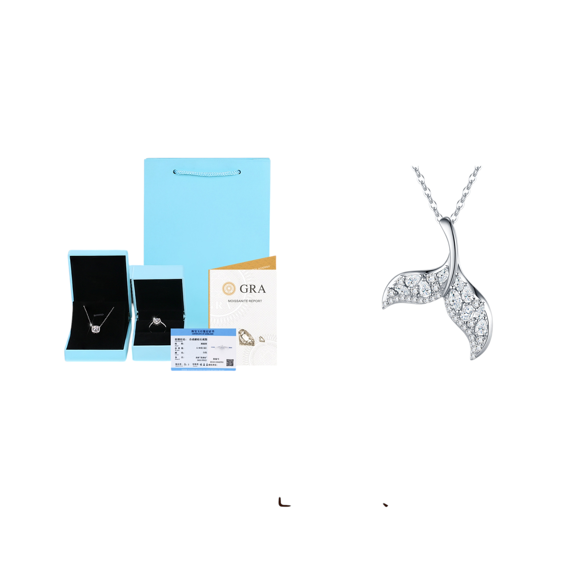 Hayesaura | Oceanic Fairycore 18K Plated Mermaid Tail Moissanite | Ethereal Romantic Clavicle Chain