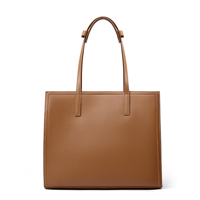 Hayesaura | Winter Niche Black Cowhide Large Commuter Laptop Tote