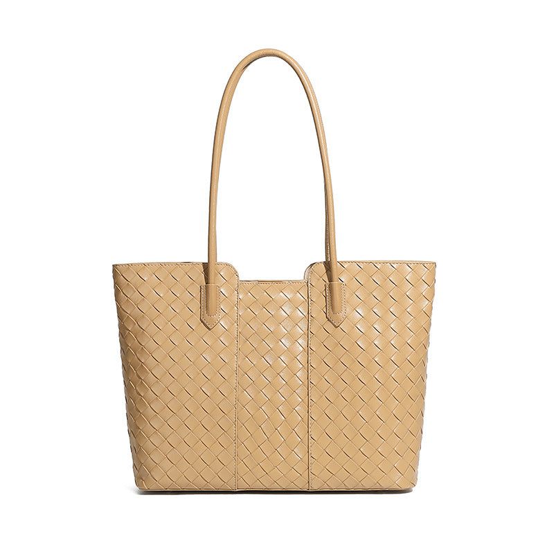 Hayesaura | Minimalist Woven 2-in-1 Genuine Leather Large Tote