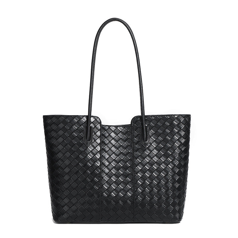 Hayesaura | Minimalist Woven 2-in-1 Genuine Leather Large Tote
