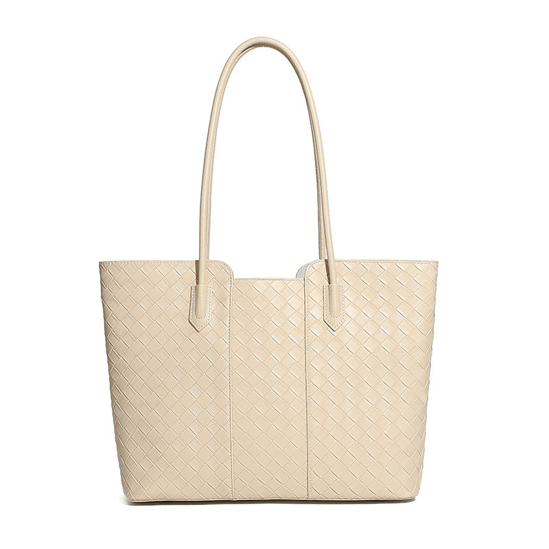 Hayesaura | Minimalist Woven 2-in-1 Genuine Leather Large Tote
