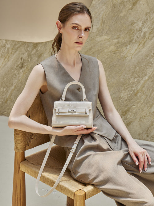 Hayesaura | 2026 Croc-Embossed Cowhide Kelly Top-Handle Bag