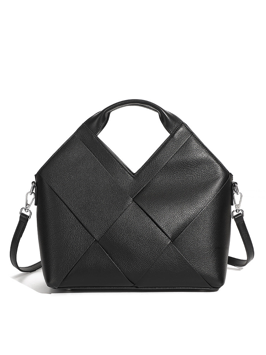 Hayesaura | Inverted Triangle Woven Soft Leather Handbag