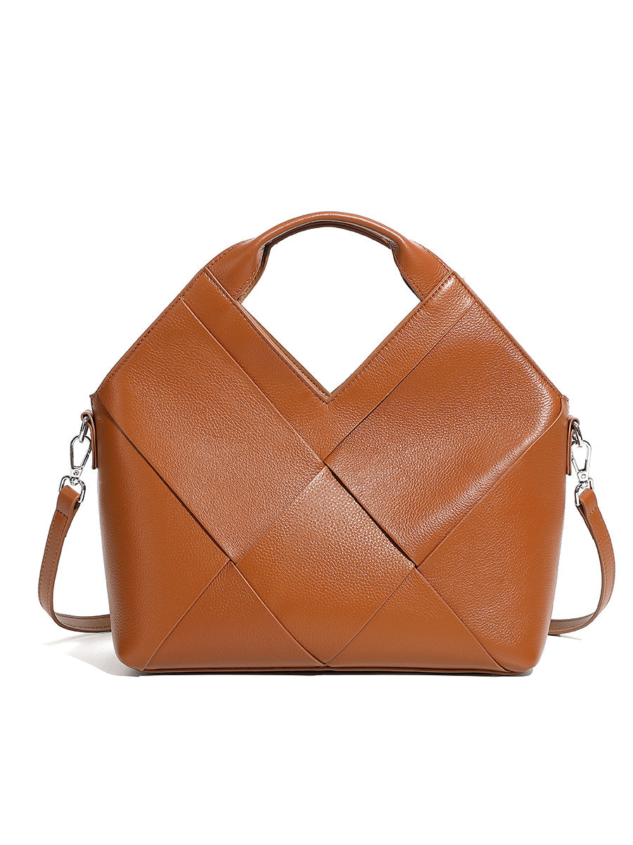 Hayesaura | Inverted Triangle Woven Soft Leather Handbag