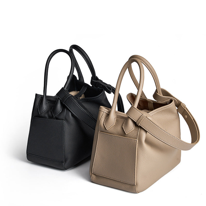 Hayesaura | 2026 Niche Soft Top-Layer Cowhide Basket Bucket Commuter Bag