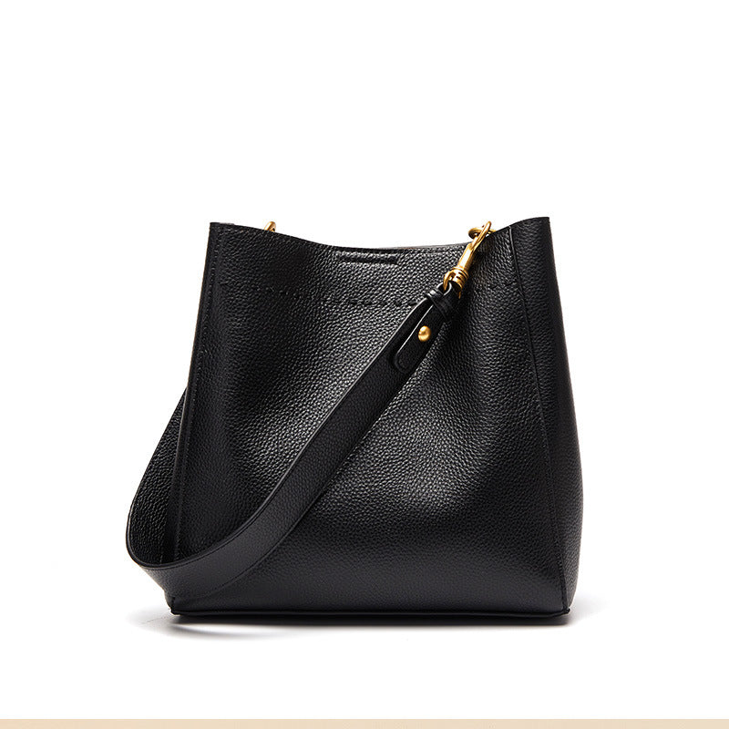 Hayesaura | Top-Layer Cowhide Retro Large Bucket Tote Crossbody