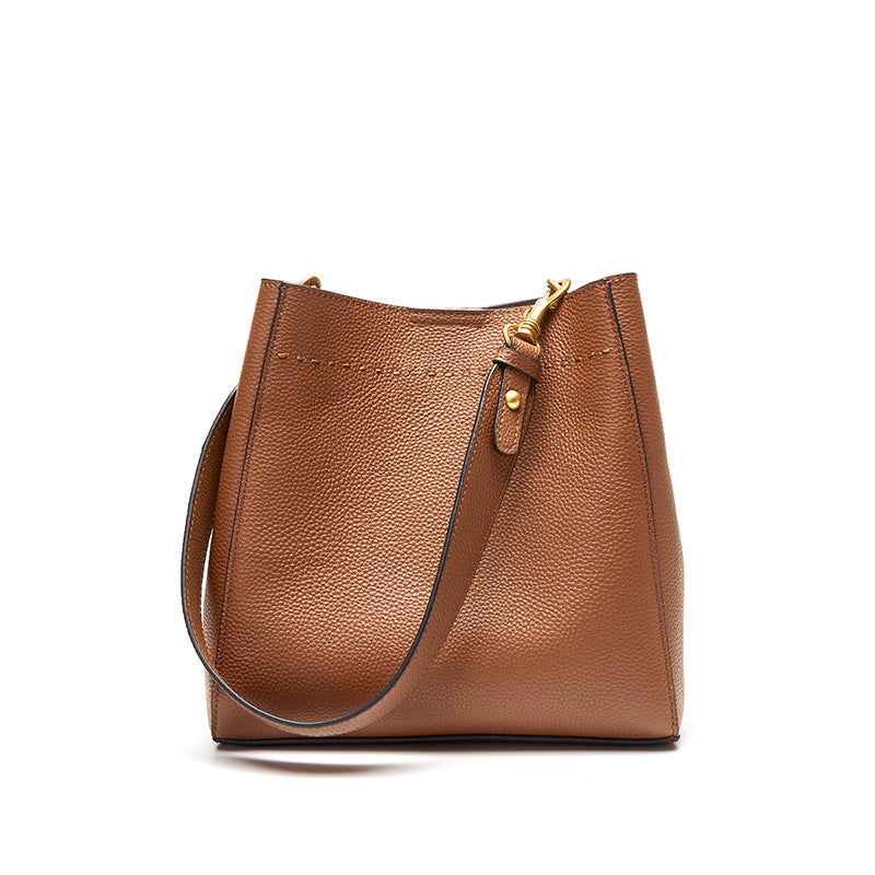 Hayesaura | Top-Layer Cowhide Retro Large Bucket Tote Crossbody