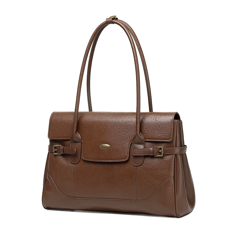 Hayesaura | Top-Layer Cowhide Practical Retro Large Commuter Tote