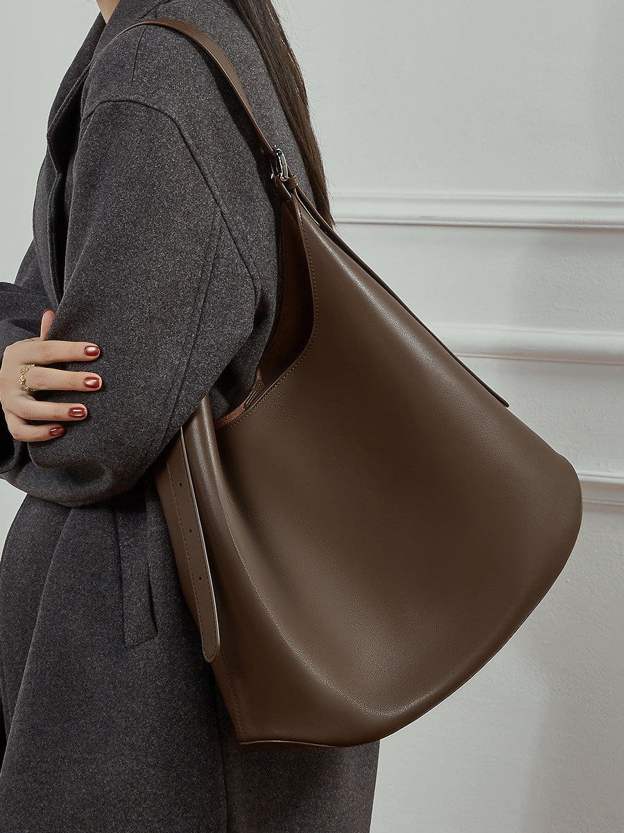Hayesaura | 2026 Winter Slouchy Genuine Leather Large Commuter Tote
