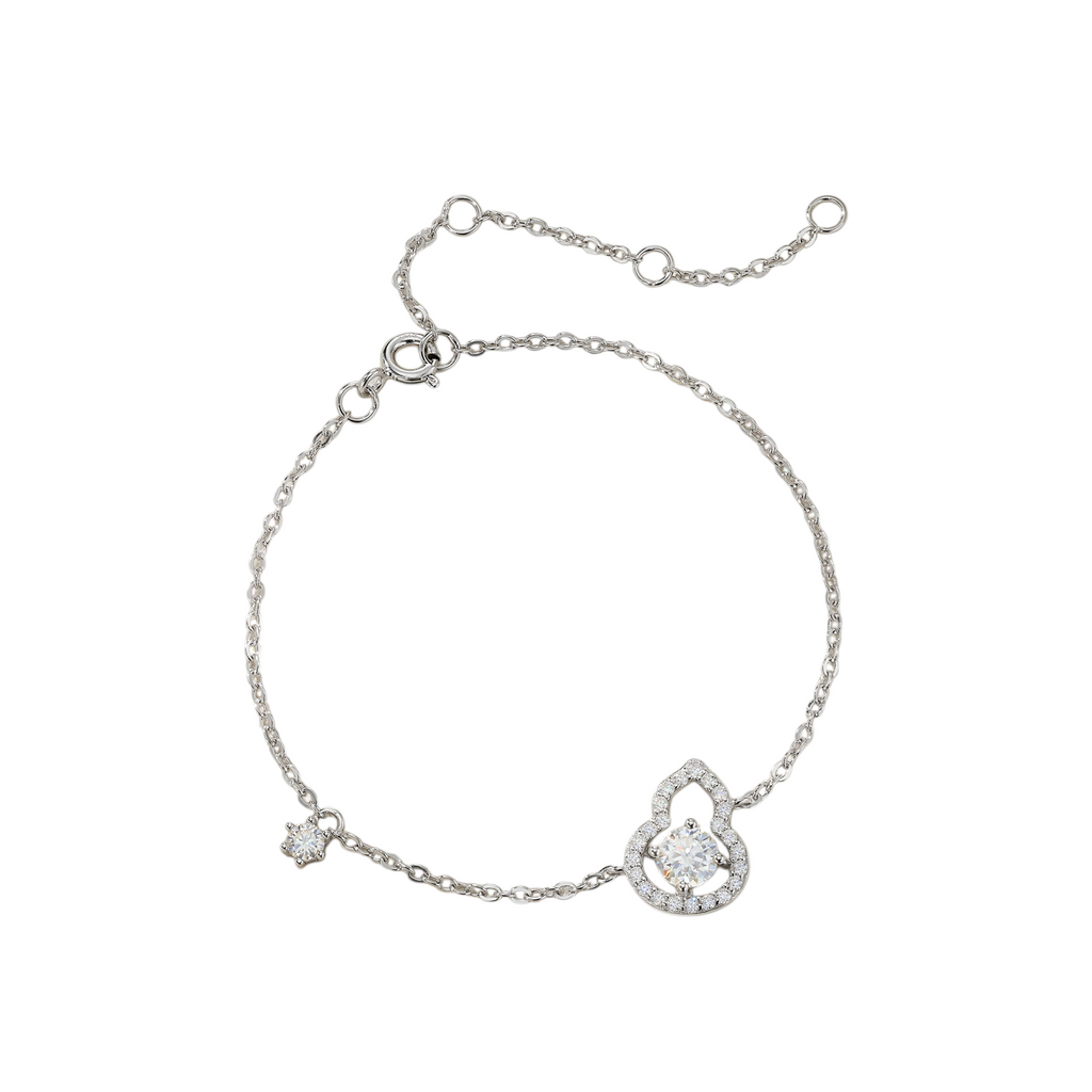 Hayesaura | Heritage 18K Plated Gourd & Heart Moissanite Bracelet | Modern Minimalist Daily Statement