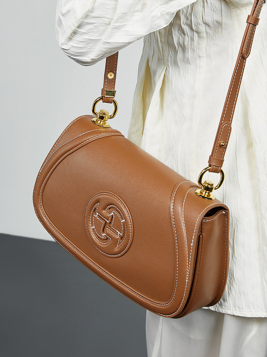 Hayesaura | Vintage Light Luxury Genuine Leather Saddle Bag