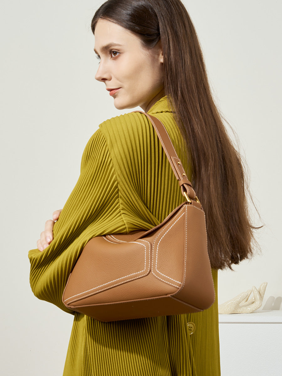 Hayesaura | Geometric Leather Pillow Underarm Commuter Bag