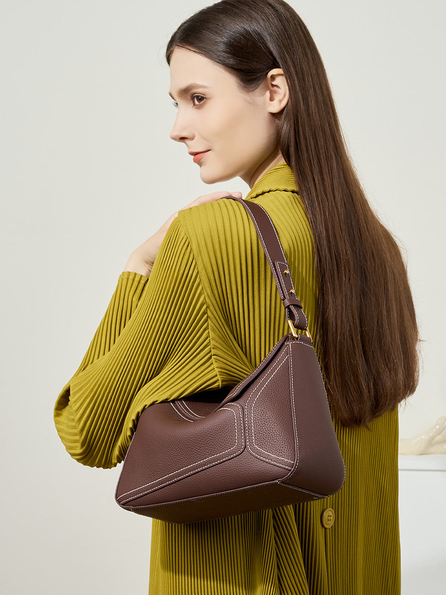 Hayesaura | Geometric Leather Pillow Underarm Commuter Bag