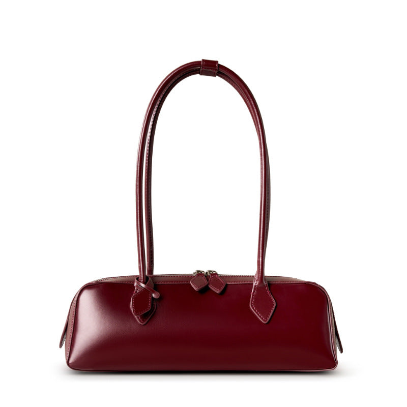 Hayesaura | 2026 Elongated Red Cowhide Large Baguette Bag