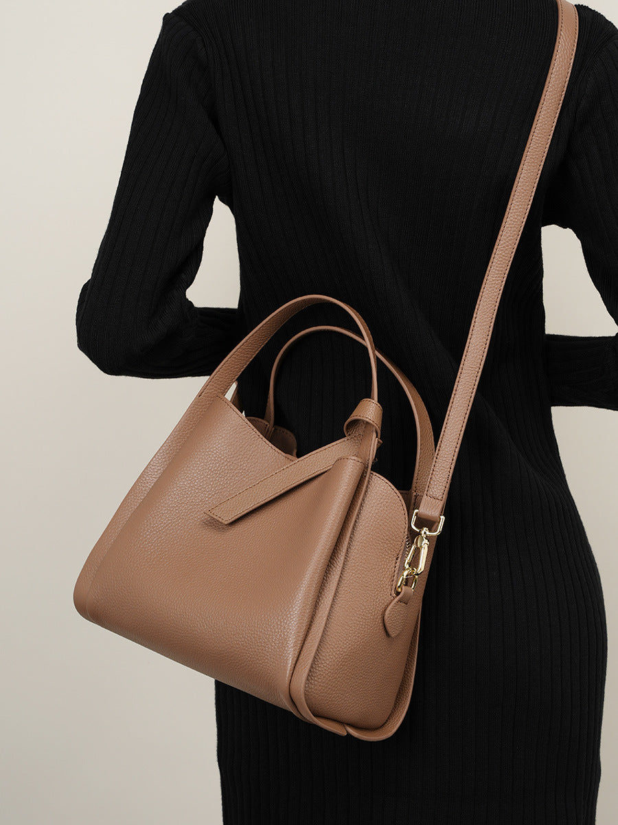 Hayesaura | Atmospheric Basket Bucket Genuine Leather Crossbody