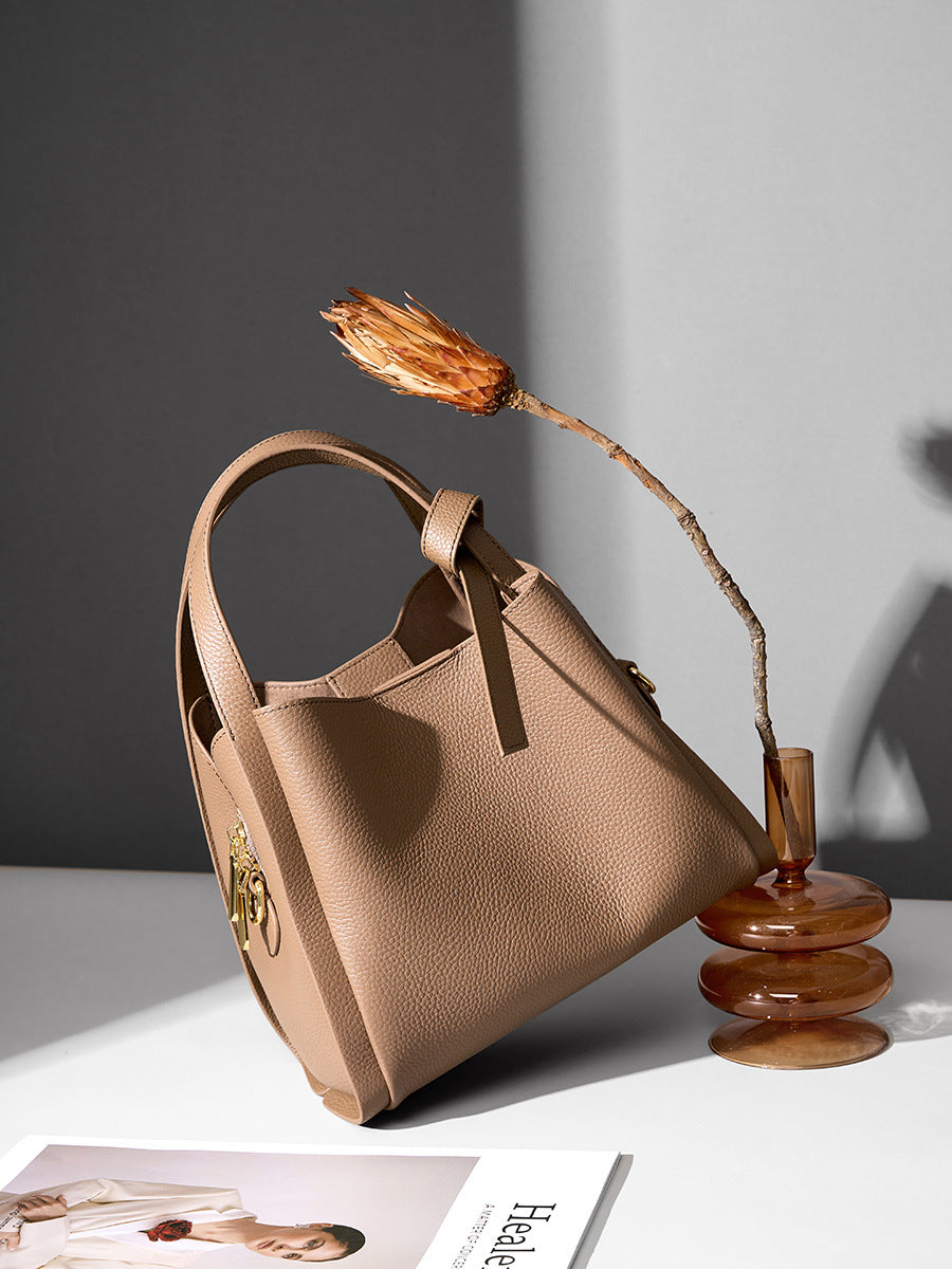 Hayesaura | Atmospheric Basket Bucket Genuine Leather Crossbody