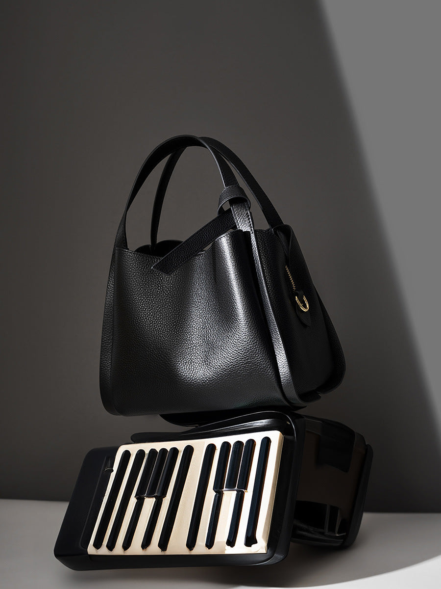 Hayesaura | Atmospheric Basket Bucket Genuine Leather Crossbody