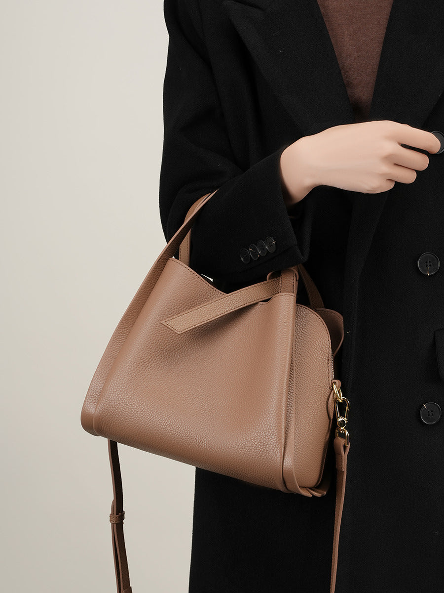 Hayesaura | Atmospheric Basket Bucket Genuine Leather Crossbody