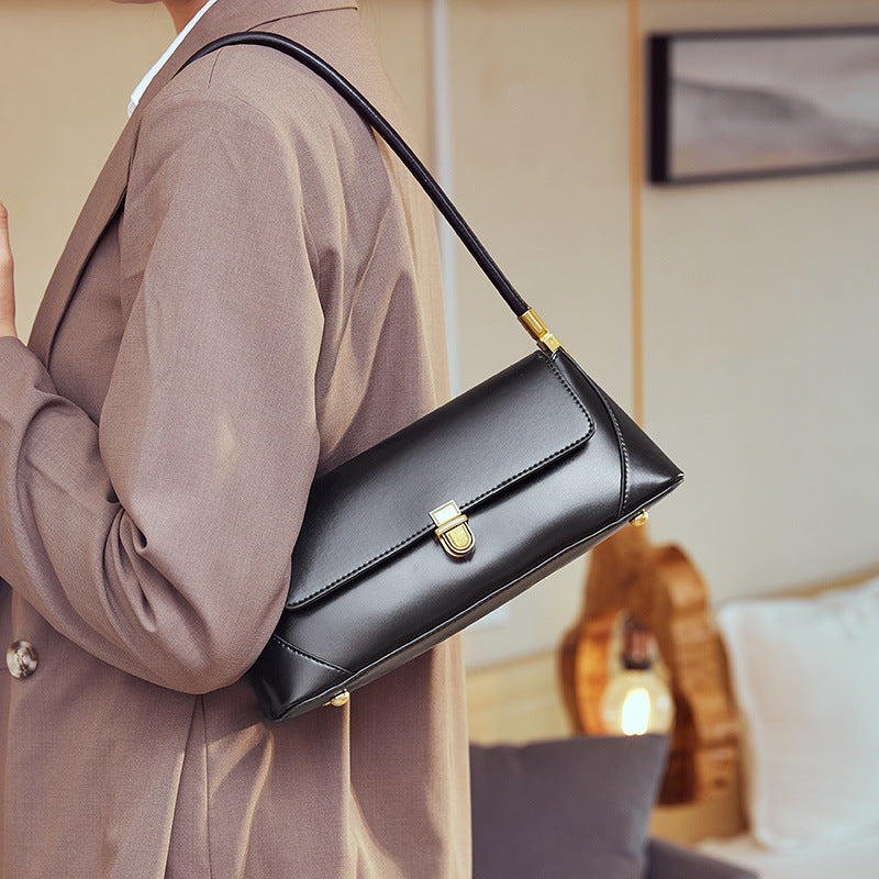 Hayesaura | Niche French Minimalist Genuine Leather Baguette Bag