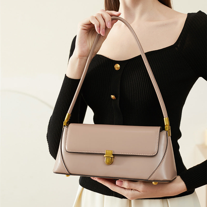Hayesaura | Niche French Minimalist Genuine Leather Baguette Bag