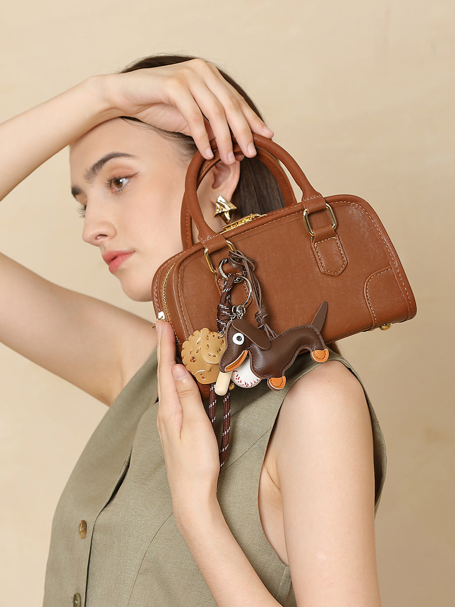 Hayesaura | 2026 Genuine Leather Boston Bowling Commuter Bag