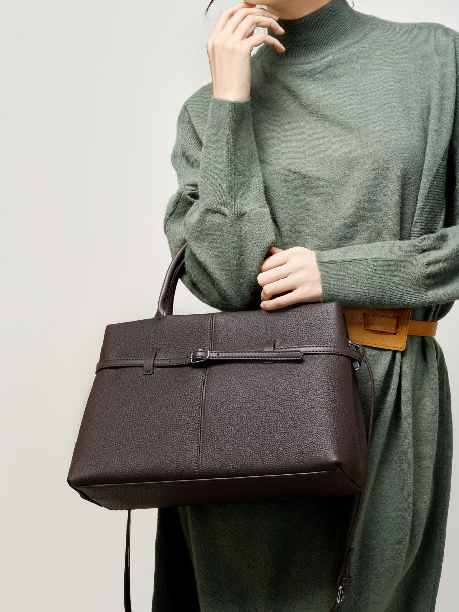 Hayesaura | High-Cold Genuine Leather Large Commuter Platinum Briefcase