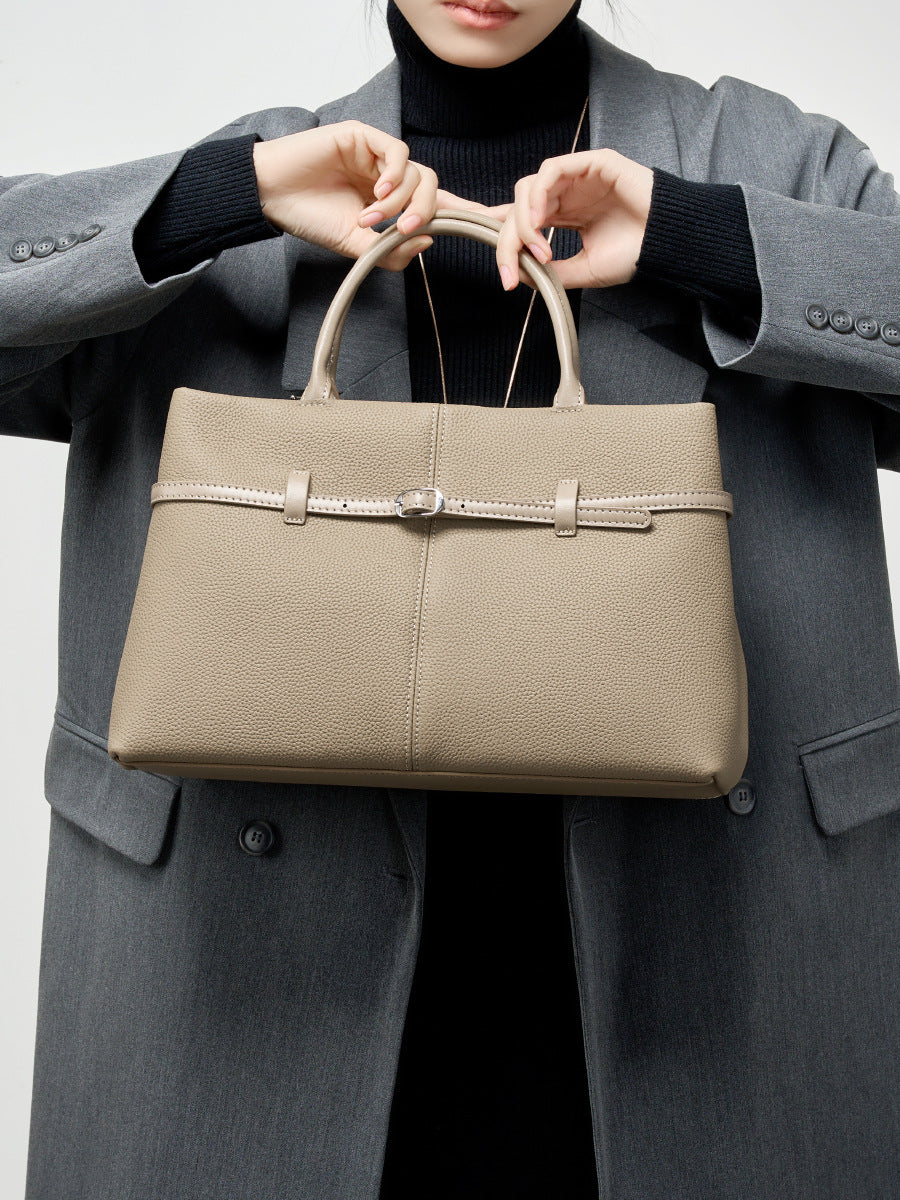 Hayesaura | High-Cold Genuine Leather Large Commuter Platinum Briefcase