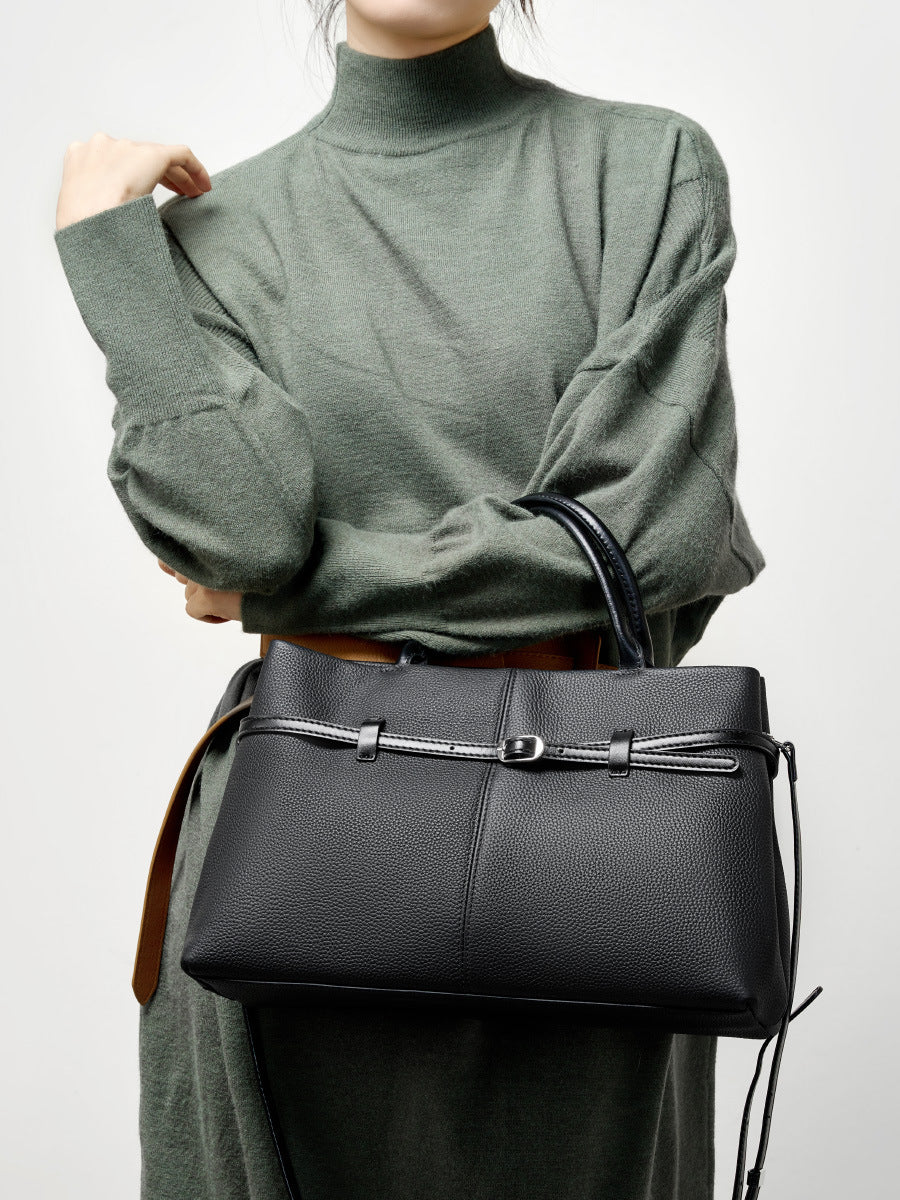 Hayesaura | High-Cold Genuine Leather Large Commuter Platinum Briefcase