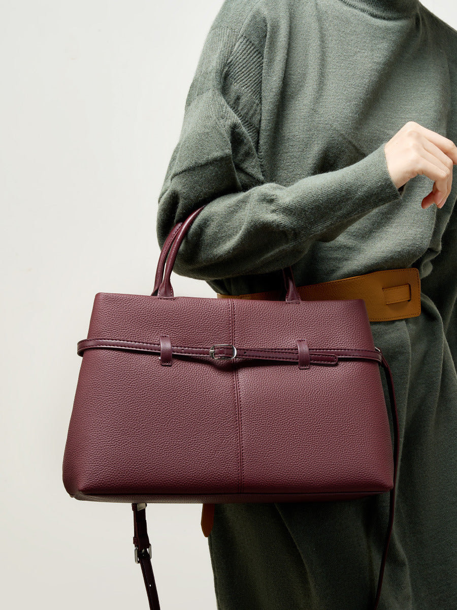 Hayesaura | High-Cold Genuine Leather Large Commuter Platinum Briefcase