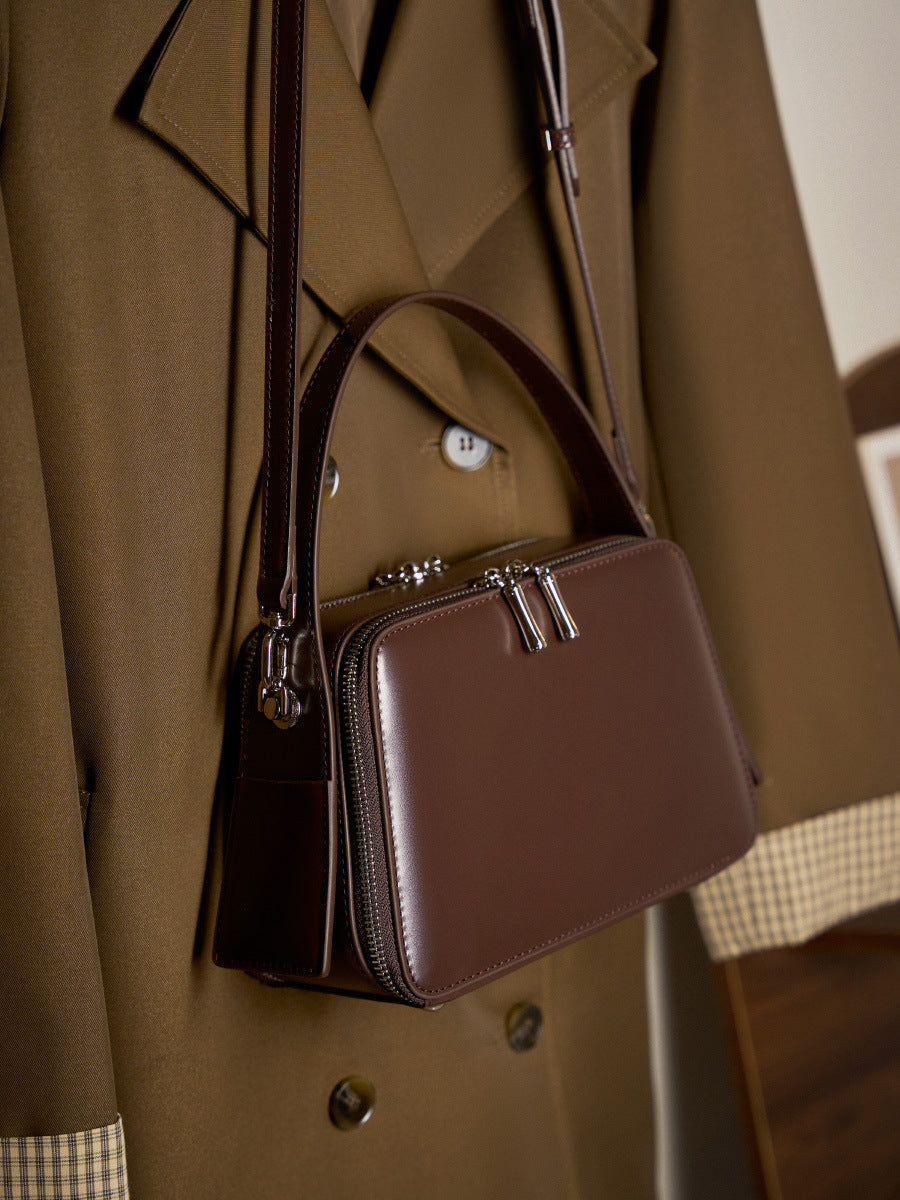 Hayesaura | Niche Eaves Design Genuine Leather Square Crossbody Bag