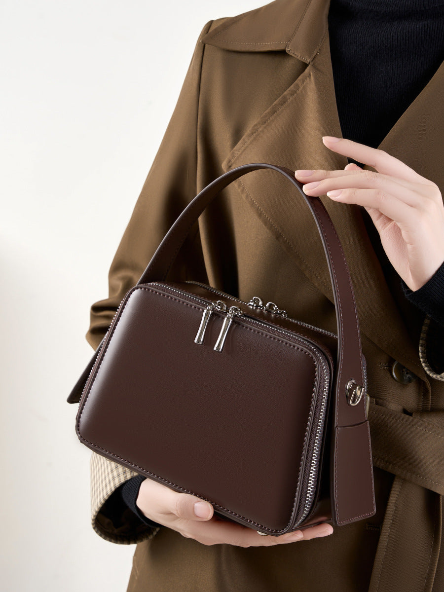 Hayesaura | Niche Eaves Design Genuine Leather Square Crossbody Bag