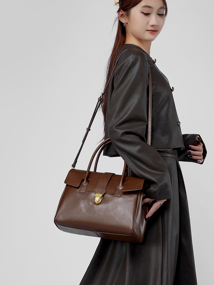Hayesaura | Retro Vegetable-Tanned Cowhide Large Briefcase Tote