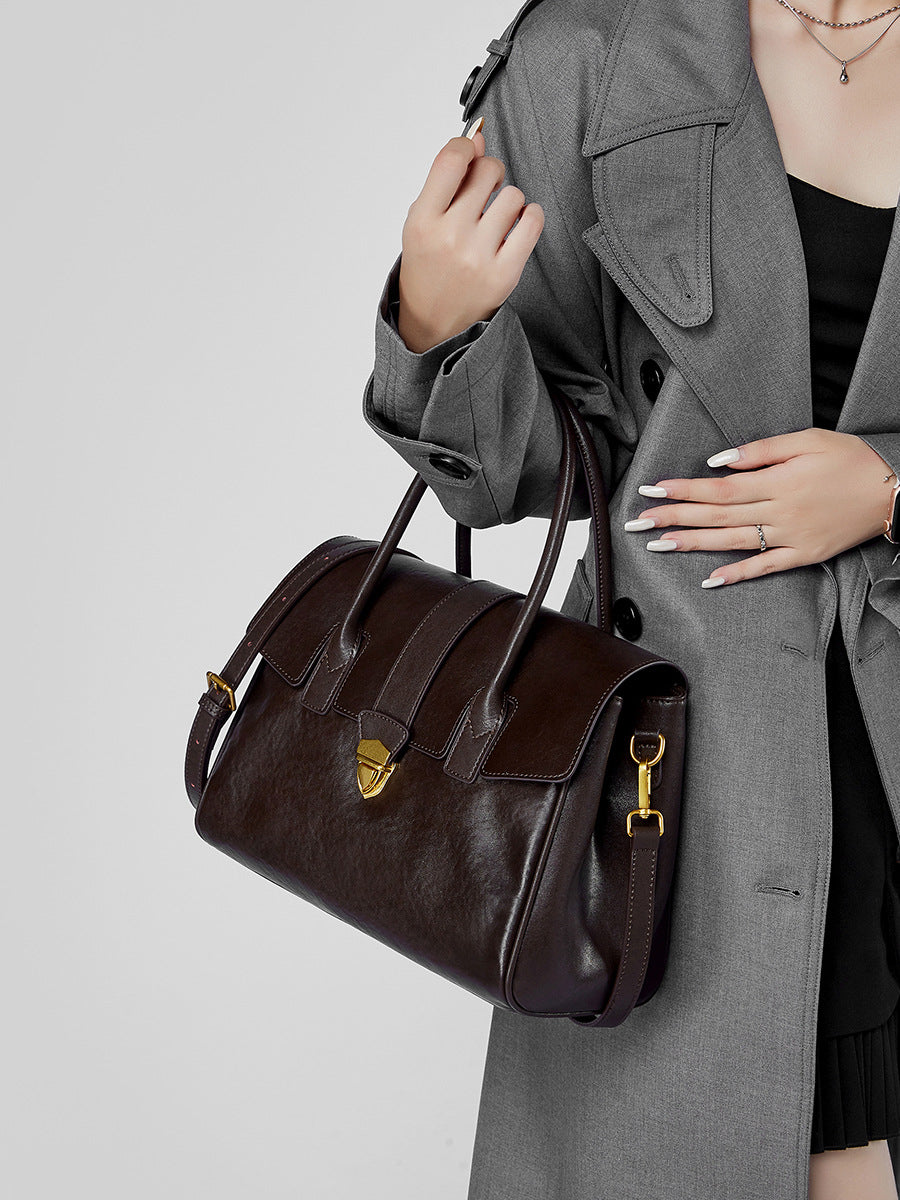 Hayesaura | Retro Vegetable-Tanned Cowhide Large Briefcase Tote