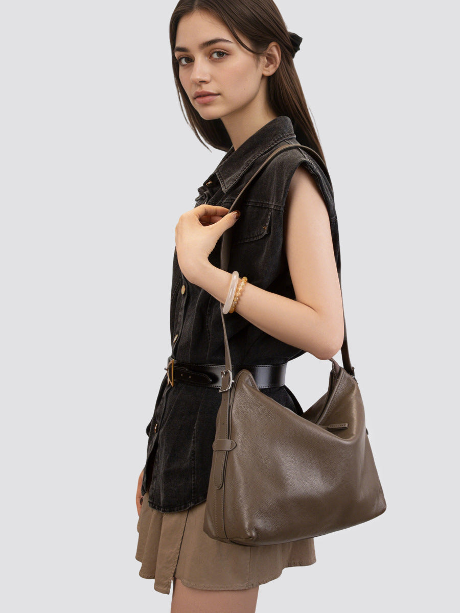 Hayesaura | Genuine Leather Practical Large Tote & Underarm Crossbody