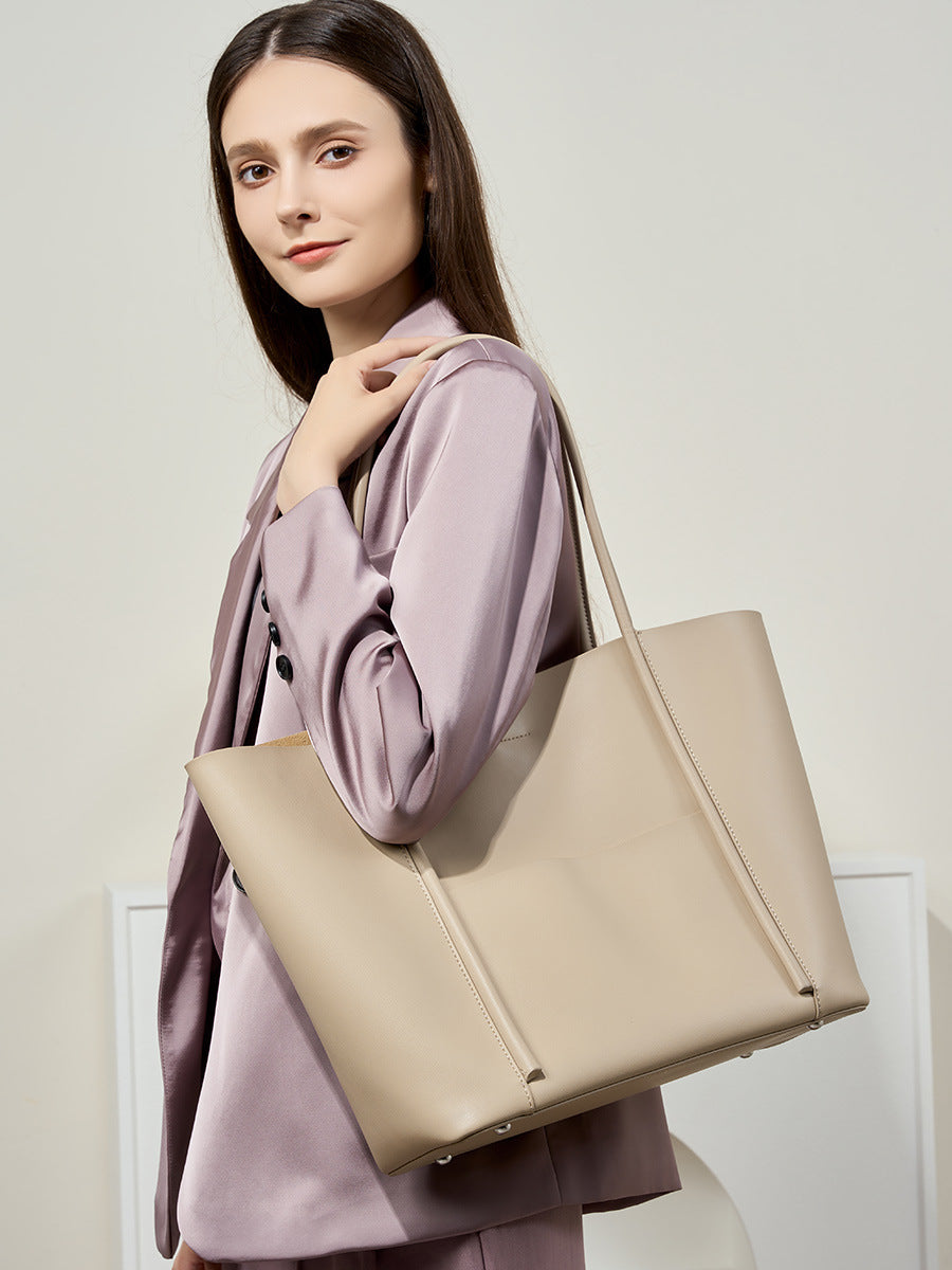 Hayesaura | 2026 Summer Genuine Cowhide Large Commuter Tote Bag