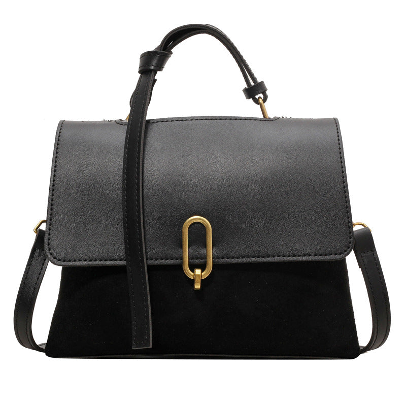Hayesaura | Retro Suede Colorblock Large Capacity Messenger Tote