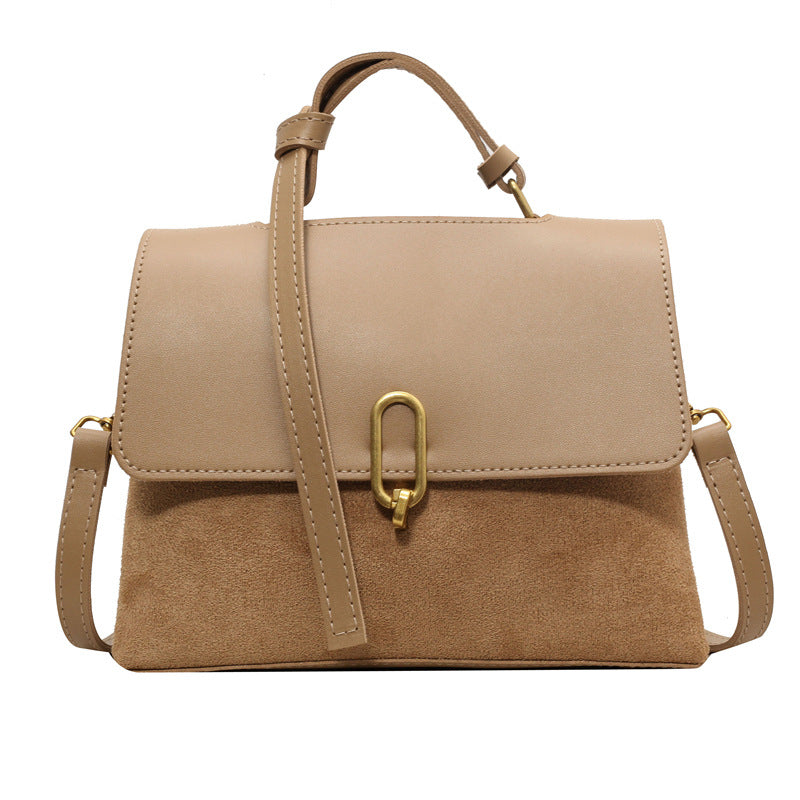 Hayesaura | Retro Suede Colorblock Large Capacity Messenger Tote