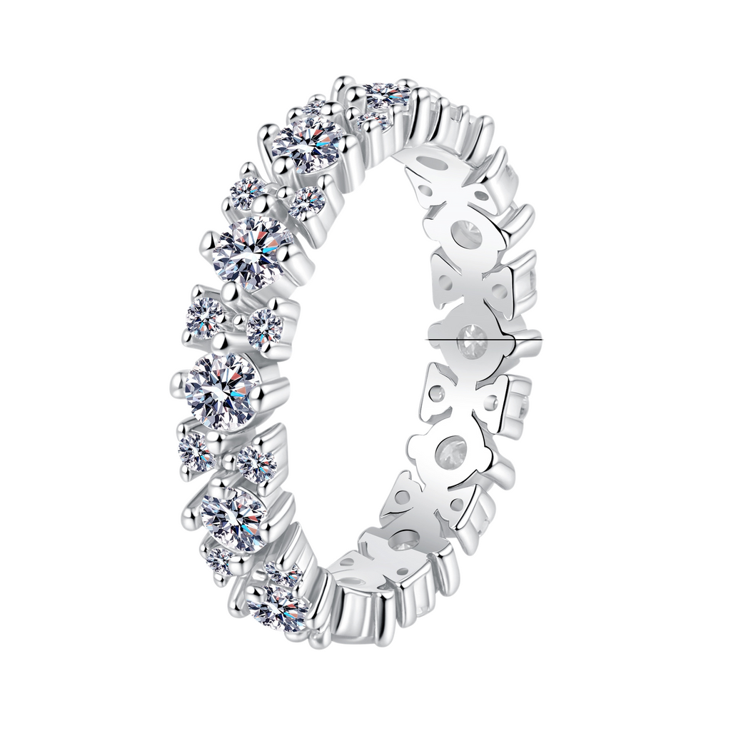 Hayesaura | Parisian Chic 18K Plated Hollow Pavé Moissanite Band | Clean Fit Daily Minimalist Ring