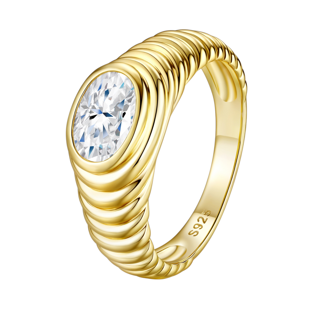 Hayesaura | Cyber Y2K Irregular Threaded 6x8 Moissanite Solitaire | Avant-Garde High-Cold Promise Ring