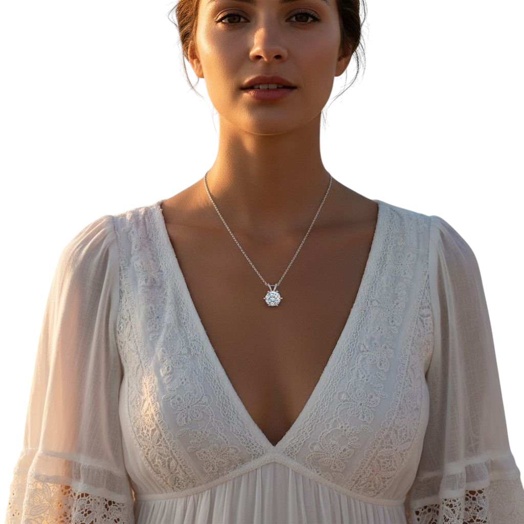 Hayesaura | Parisian Chic Six-Prong Tassel Moissanite Pendant | Elegant Gala Evening Crown Necklace