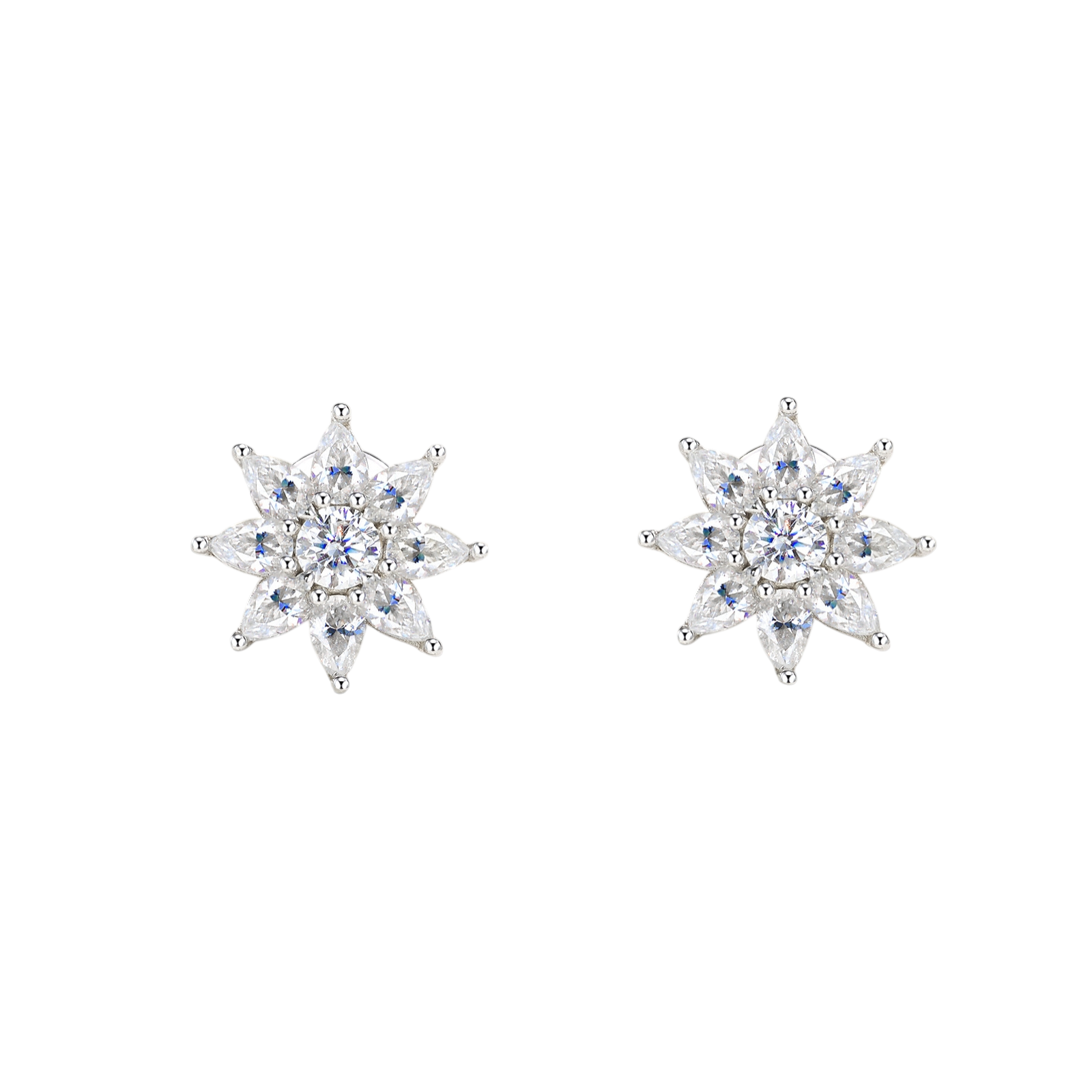Hayesaura | Winter Glamour D-Color Snowflake Moissanite | High-Cold Festive Stud Earrings
