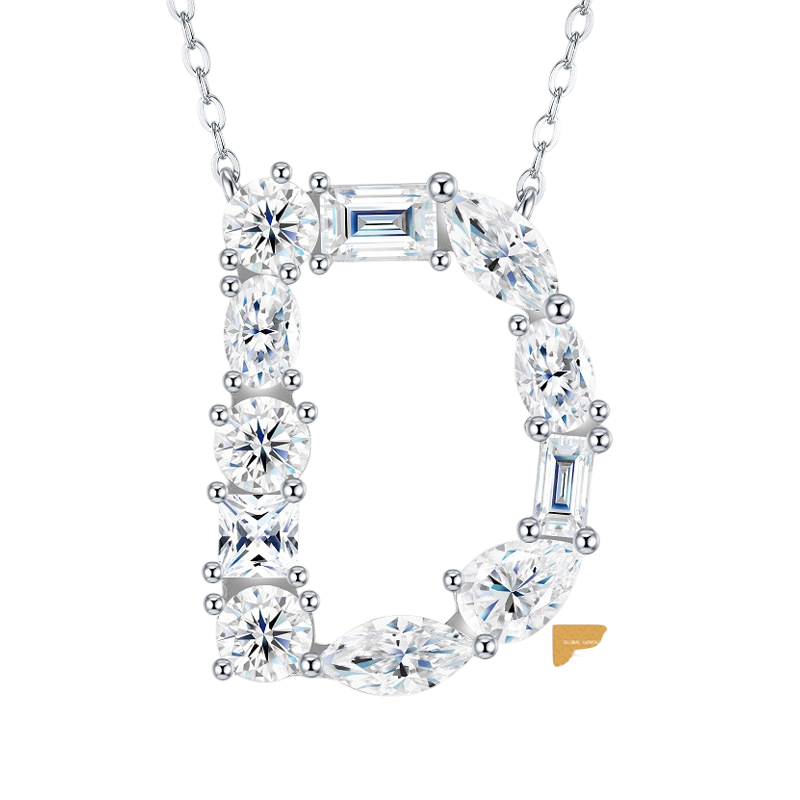 Hayesaura | Street Hip-Hop 18K Plated D-Color Moissanite 26 Initial Letters Necklace | Unisex Avant-Garde Clavicle Chain Statement