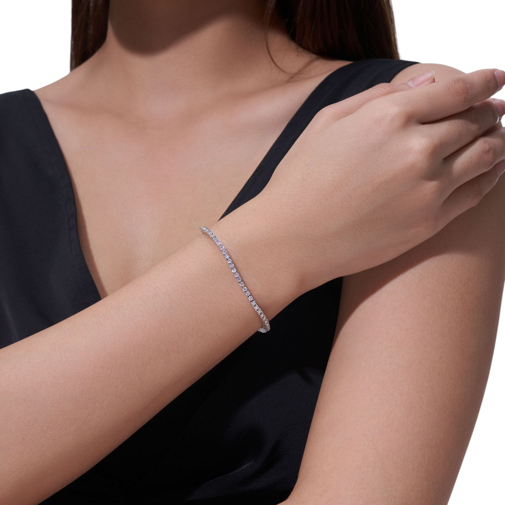 Hayesaura | Cyber Y2K Heavy Four-Prong Hip-Hop Moissanite | Rebellious Street Tennis Bracelet