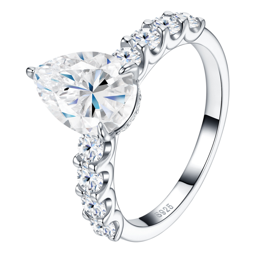 Hayesaura | Handmade Hammered Moissanite Proposal Ring | Minimalist