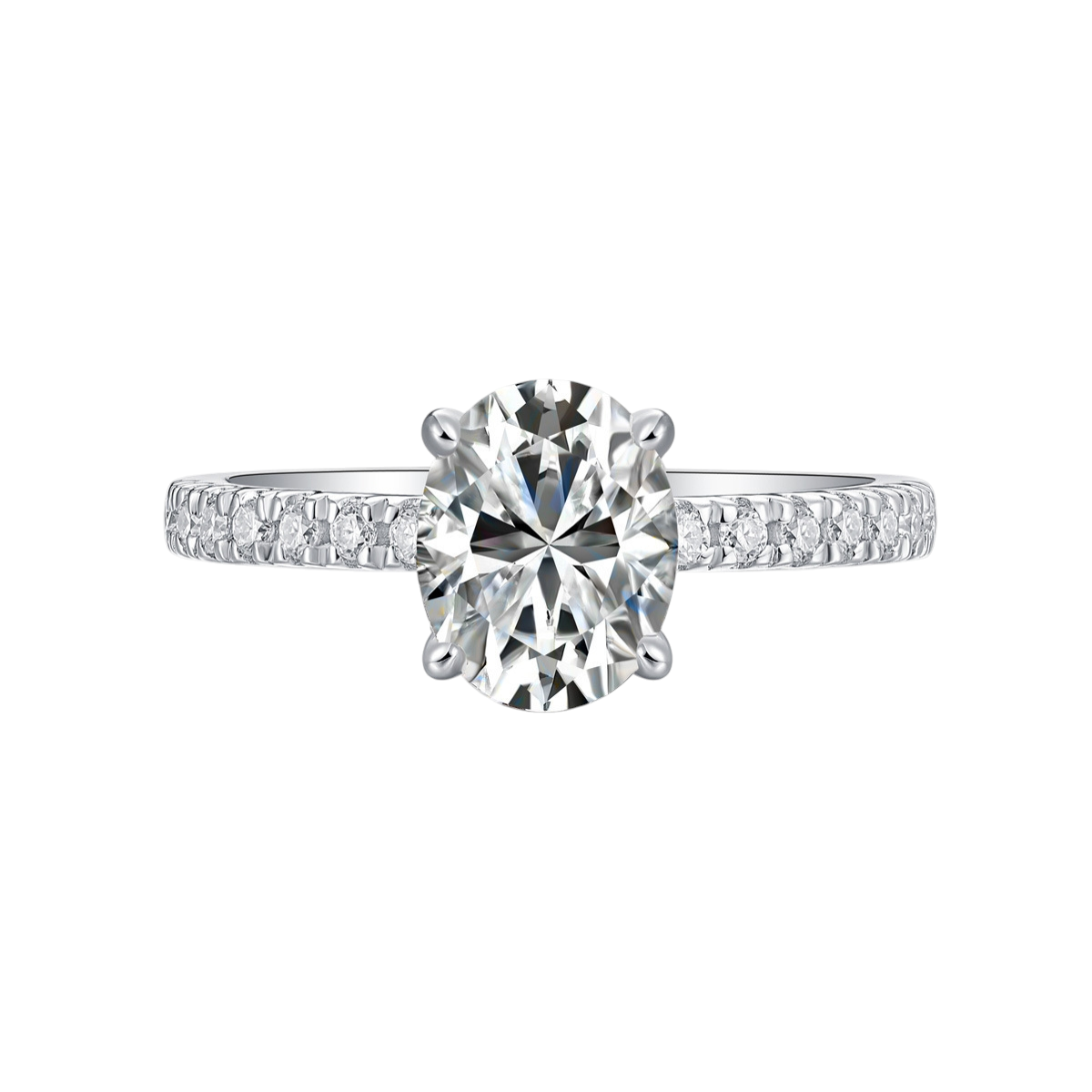 Hayesaura | Four-Prong Oval Cut Moissanite Proposal Ring | Minimalist