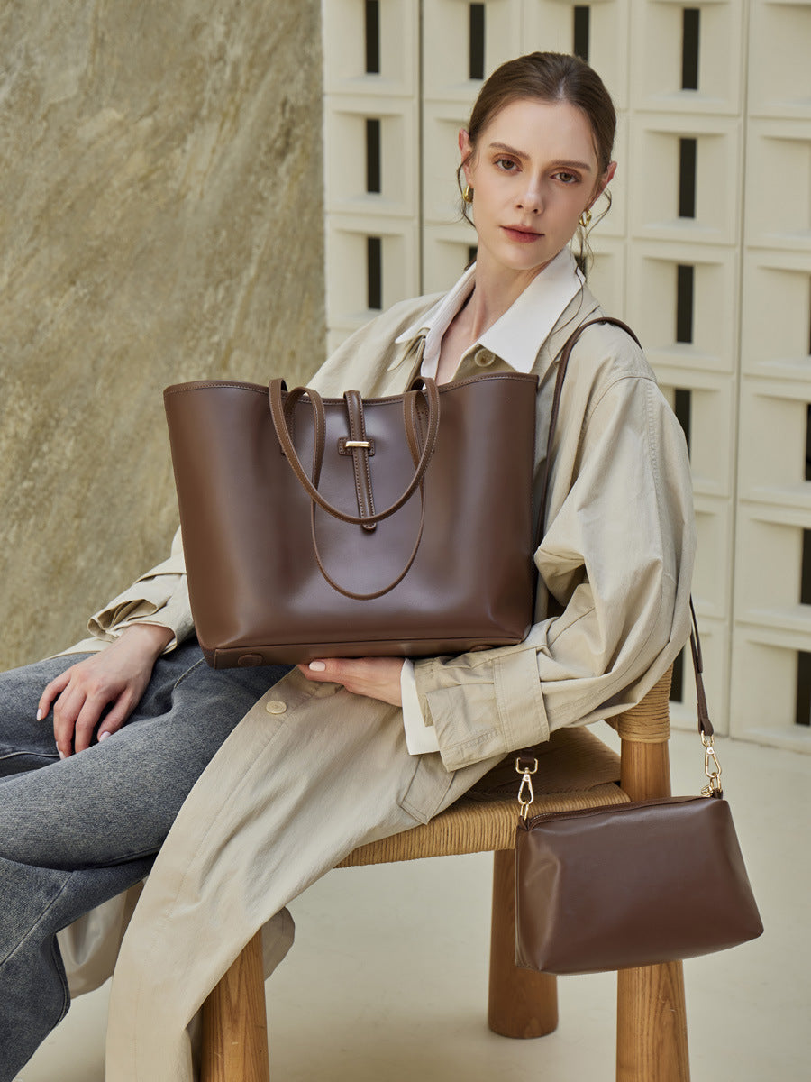 Hayesaura | Minimalist Genuine Leather 2-in-1 Commuter Tote