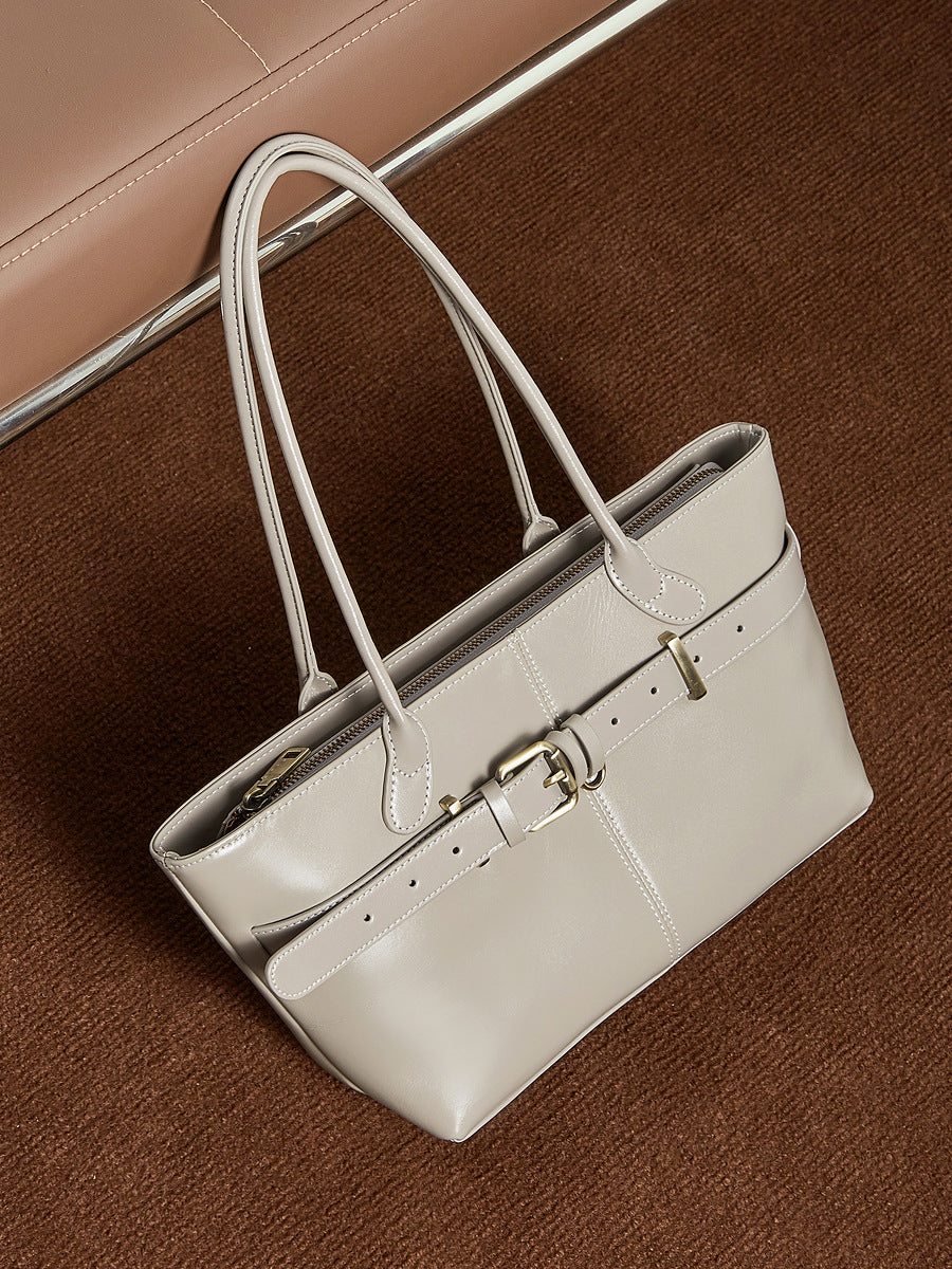 Hayesaura | 2026 Winter Belt Buckle Leather Basket Bag