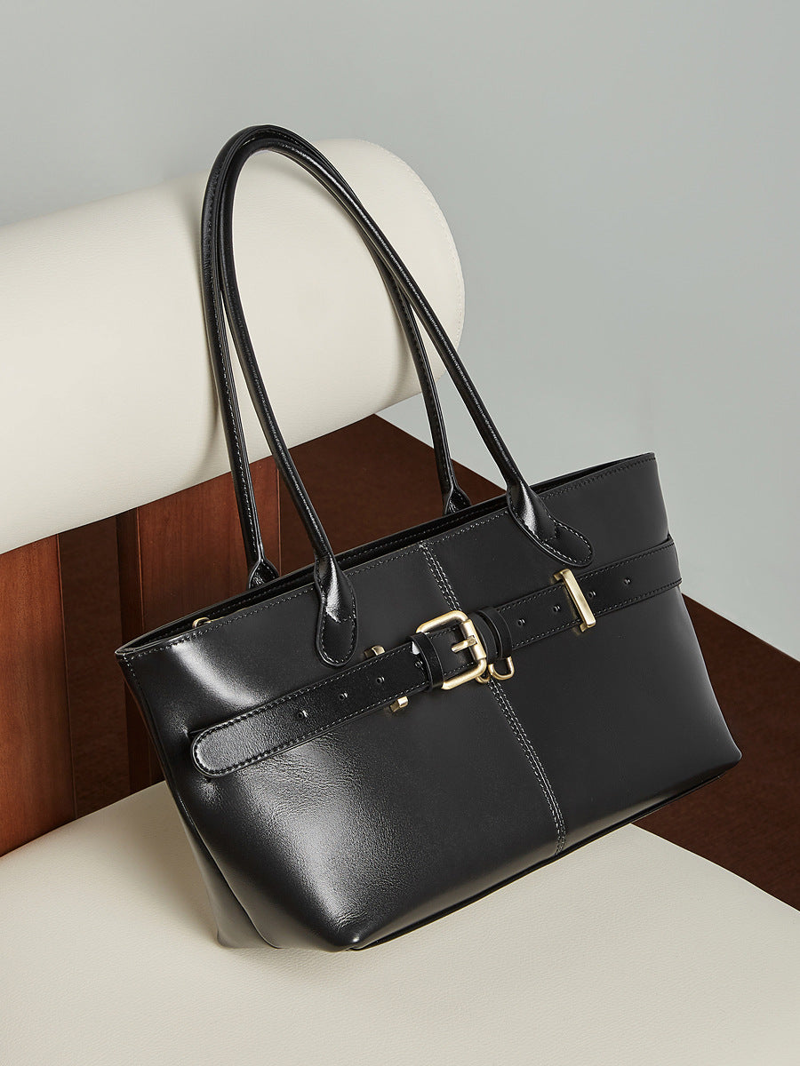 Hayesaura | 2026 Winter Belt Buckle Leather Basket Bag