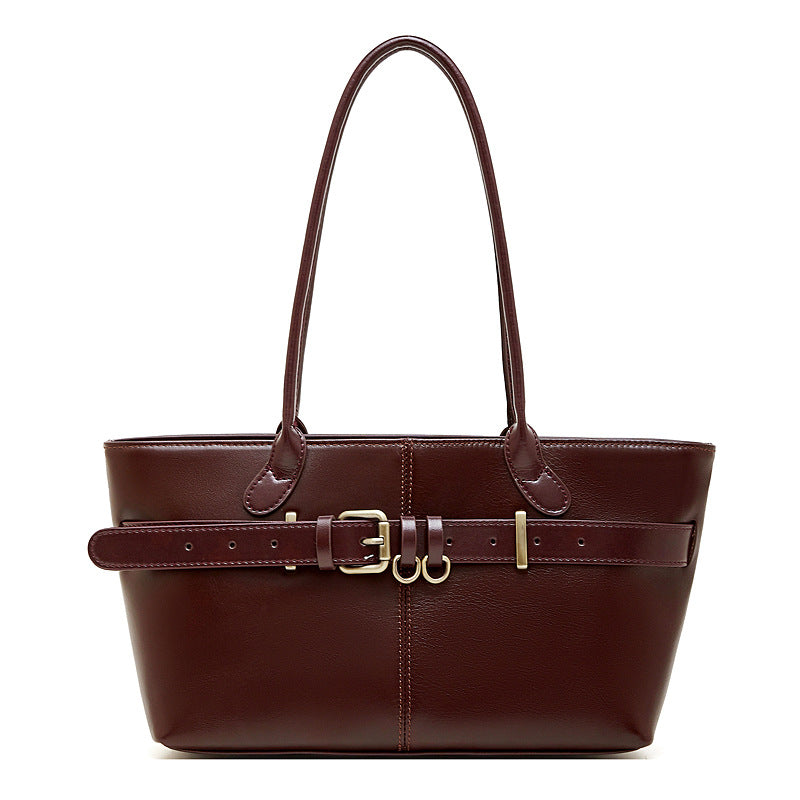 Hayesaura | 2026 Winter Belt Buckle Leather Basket Bag