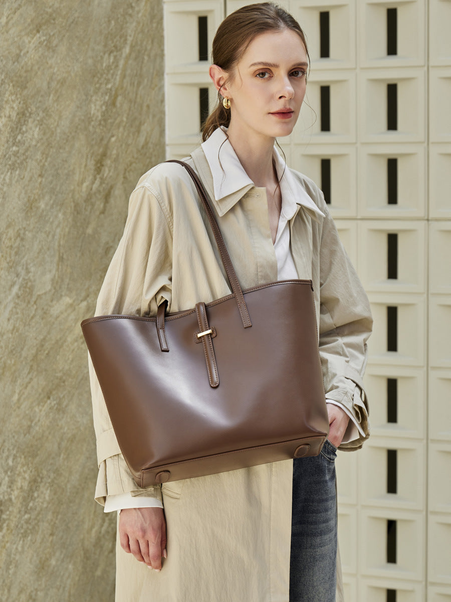 Hayesaura | Minimalist Genuine Leather 2-in-1 Commuter Tote